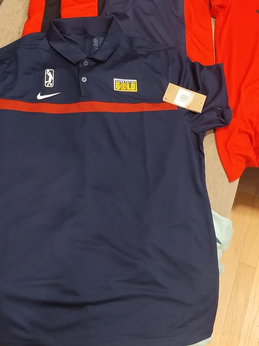 Nike Red Athletic Dri-FIT Crew Tee with Black Swoosh